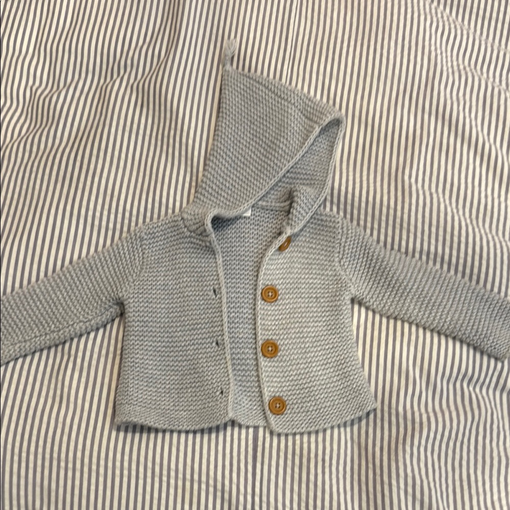 Nordstrom Gray Knit Kids Sweater with Wooden Buttons
